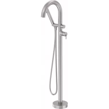 DEANTE Hiacynt Freestanding Bath Mixer with Shower Set, Chrome, Floor-Mounted, Brass, Ceramic Cartridge 35 mm, Hand Shower Included