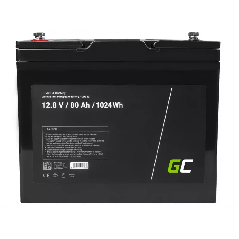 Greencell LiFePO4 Battery for Photovoltaic Campers & Boats 12V 12.8V 80Ah