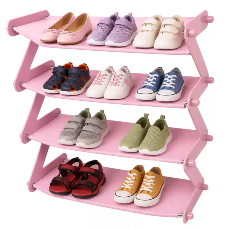 LEAN Shoe Cabinet Lightweight 4-Tier Shelf Freestanding Pink