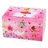 LEAN TOYS Wind-up Music Box Jewelry Box for Children with Mirror Pink
