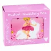 LEAN TOYS Wind-up Music Box Jewelry Box for Children with Mirror Pink