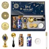 LEAN TOYS Wax Seal Set Wax Stamp for Decorating - 6-Piece Kit with Brass Stamp, Melting Spoon, Wax Sticks, and Tea Light Candle