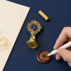 LEAN TOYS Wax Seal Set Wax Stamp for Decorating - 6-Piece Kit with Brass Stamp, Melting Spoon, Wax Sticks, and Tea Light Candle