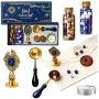 LEAN TOYS Wax Seal Set Wax Stamp for Decorating - 6-Piece Kit with Brass Stamp, Melting Spoon, Wax Sticks, and Tea Light Candle