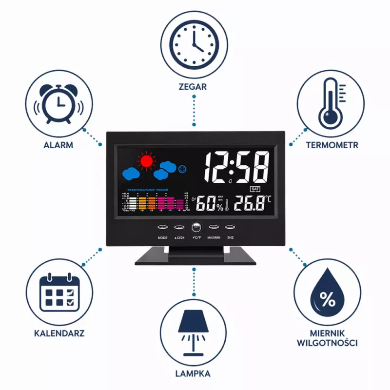 LEAN Digital Clock with Indoor Thermometer and Hygrometer LED Weather Station