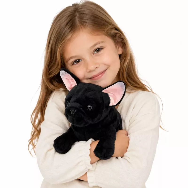 LEAN TOYS Plush Toy French Bulldog Black 22 cm