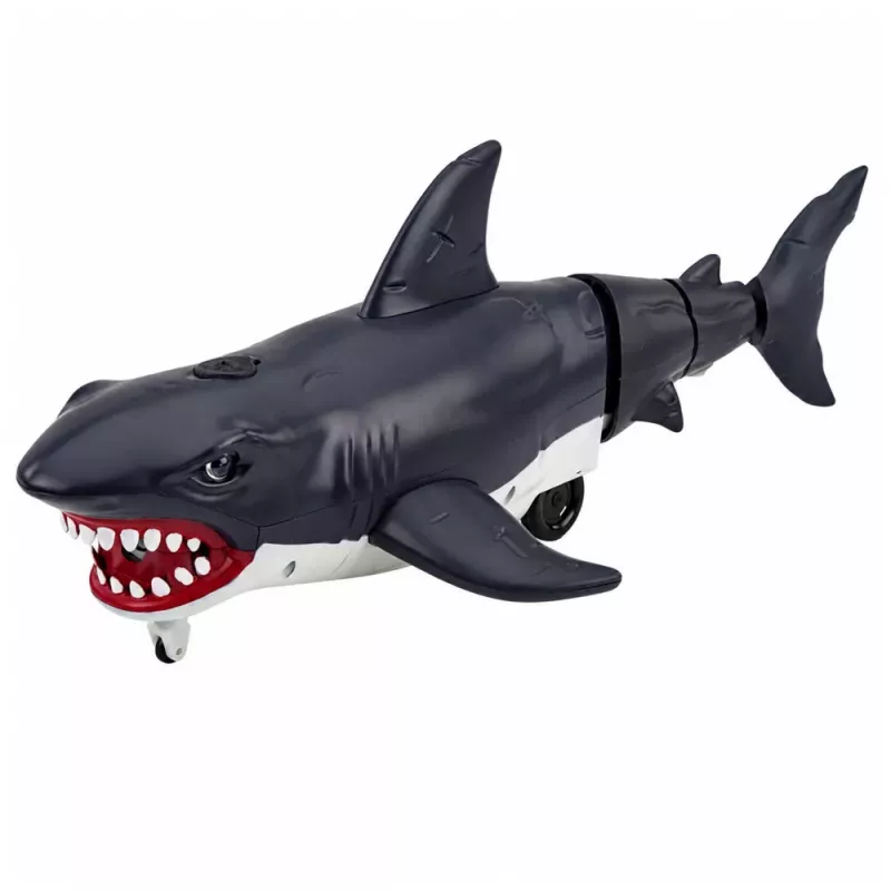 LEAN TOYS RC Shark Remote Controlled Rides, Moves Tail, Lights, Smoke Effect, Black