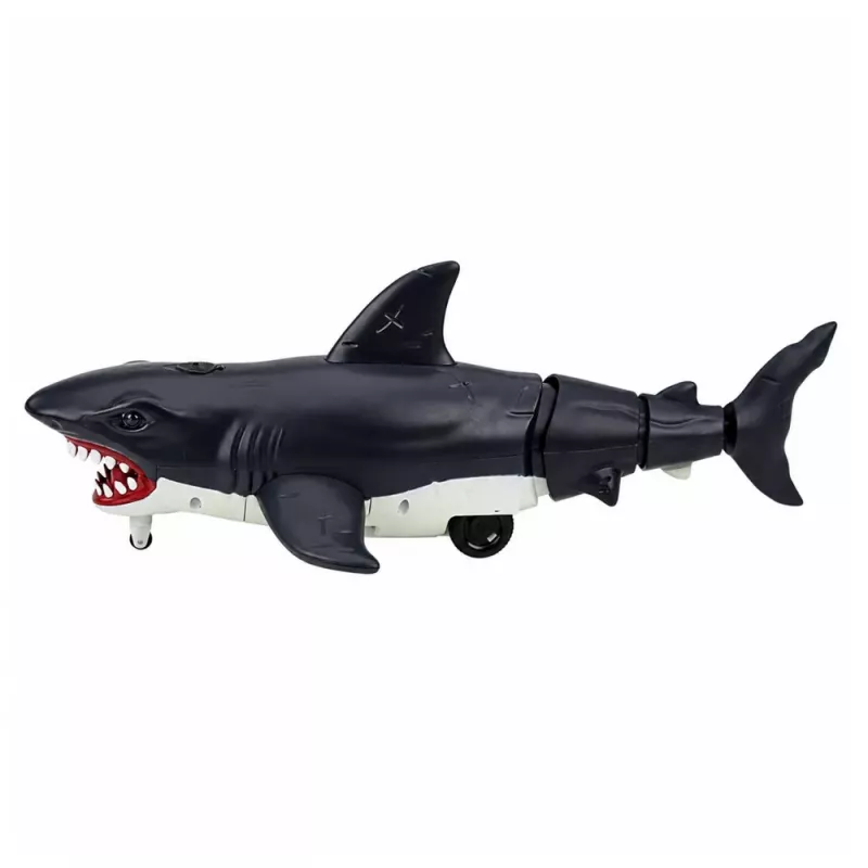 LEAN TOYS RC Shark Remote Controlled Rides, Moves Tail, Lights, Smoke Effect, Black