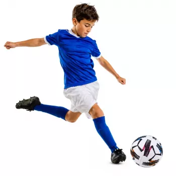 LEAN TOYS Training Football for Grass Pitch, White, Patterned, 22 cm, Size 5