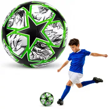 LEAN TOYS Training Football for Grass Field Green Stars 22cm Size 5