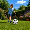 LEAN TOYS Training Football for Grass Field Black and White Milasa 22cm Size 5