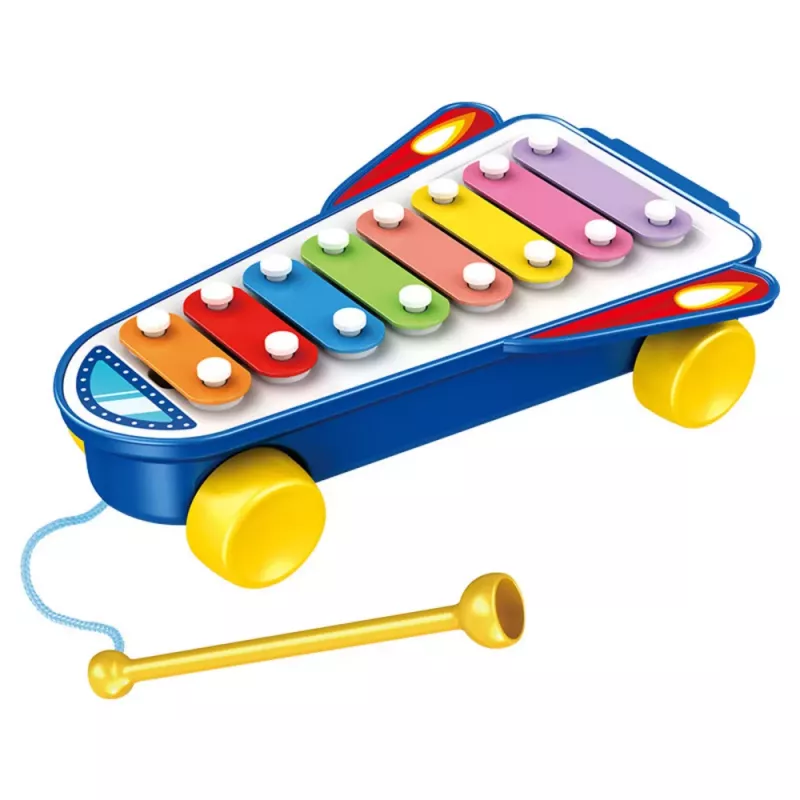 LEAN TOYS Children's Cymbals Rocket on Wheels Spaceship Baton Blue