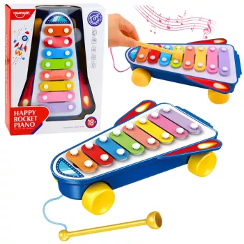 LEAN TOYS Children's Cymbals Rocket on Wheels Spaceship Baton Blue