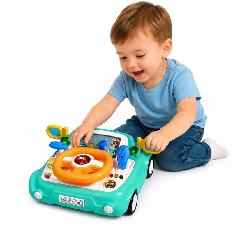LEAN TOYS Interactive Panel Driving Simulator Car Lights Sounds Blue