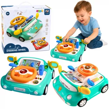 LEAN TOYS Interactive Panel Driving Simulator Car Lights Sounds Blue