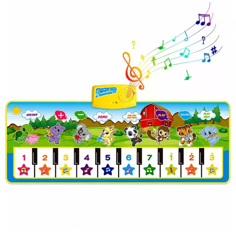 LEAN TOYS Educational Musical Mat Piano Animals Instrument Sounds 100x36 cm