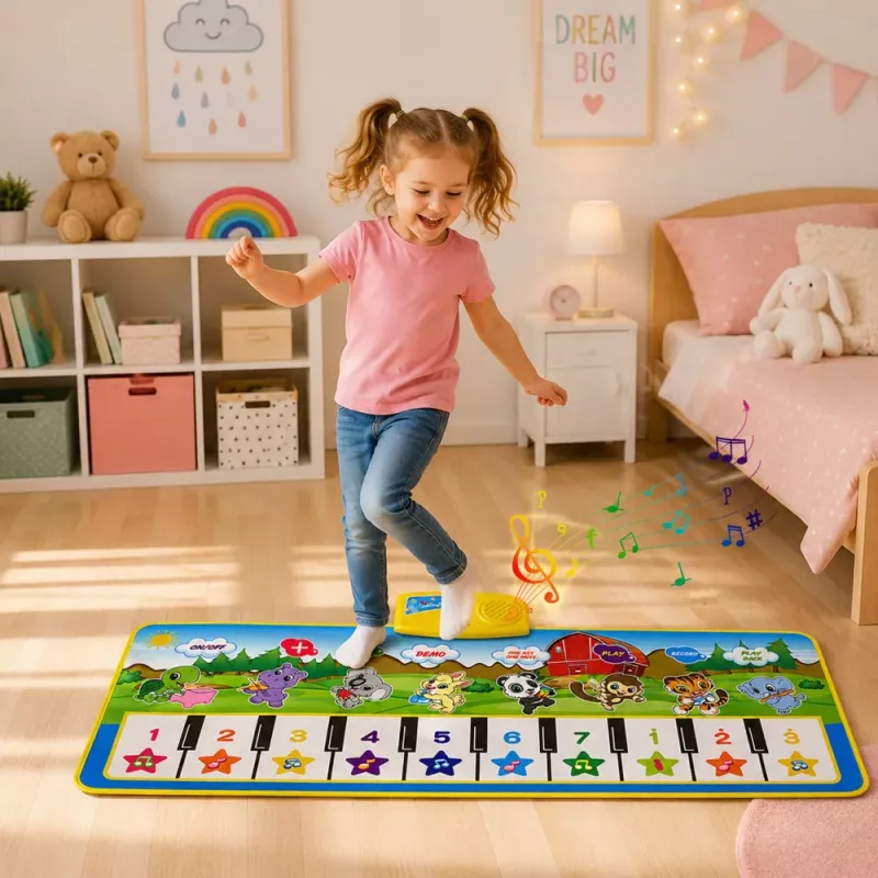LEAN TOYS Educational Musical Mat Piano Animals Instrument Sounds 100x36 cm
