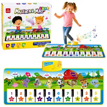 LEAN TOYS Educational Musical Mat Piano Animals Instrument Sounds 100x36 cm