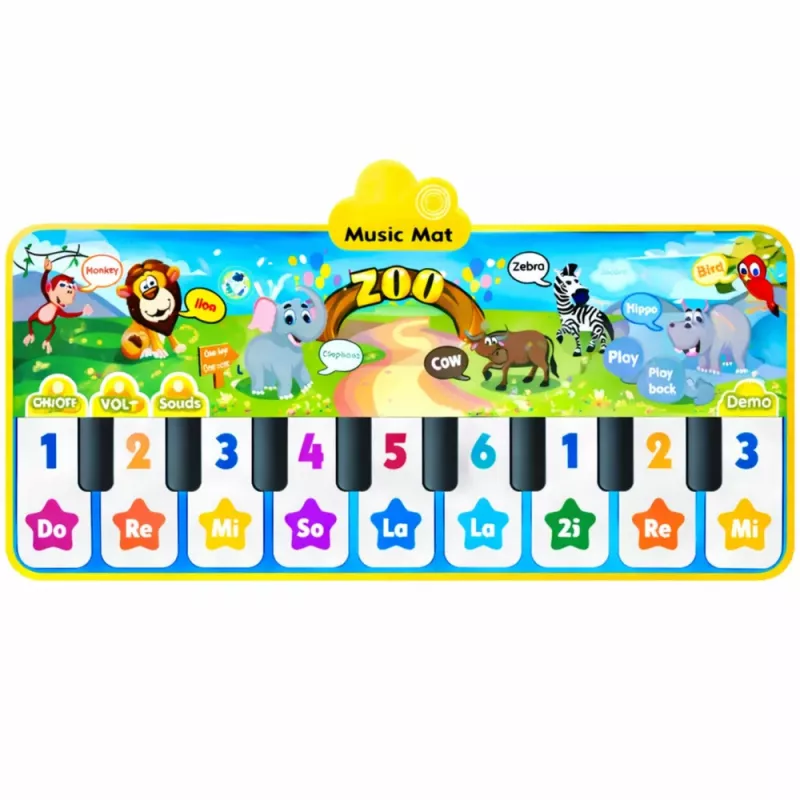 LEAN TOYS Interactive Dance Mat Piano Zoo Animals 10 Melodies 126 cm