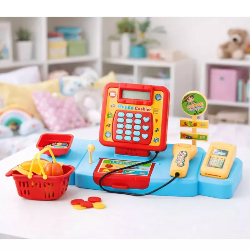 LEAN TOYS Interactive Checkout Supermarket Trolley with Scanner and Scale