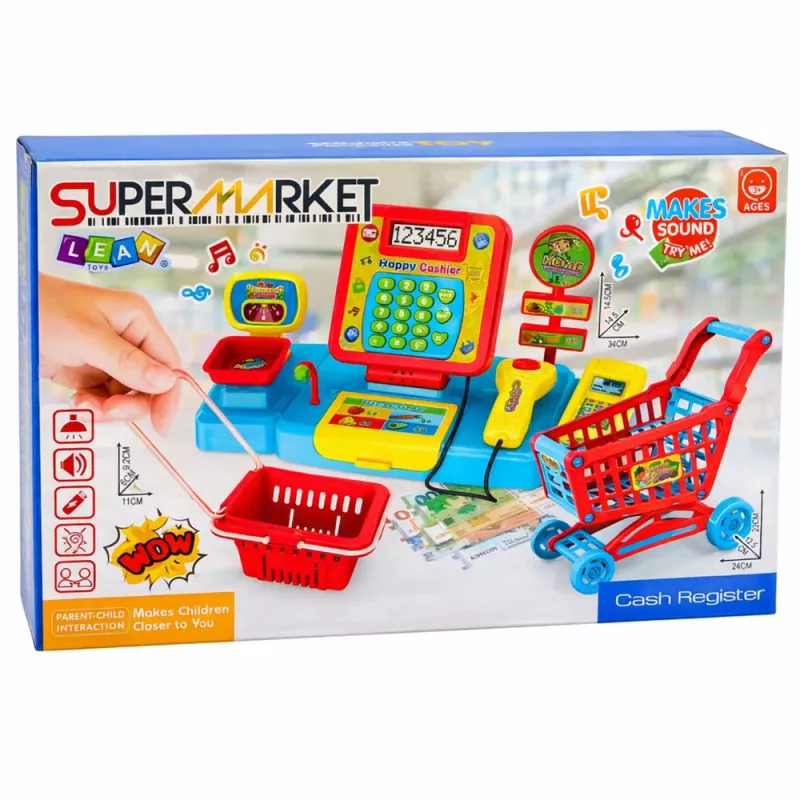 LEAN TOYS Interactive Checkout Supermarket Trolley with Scanner and Scale