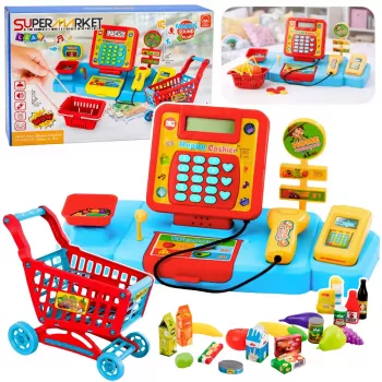 LEAN TOYS Interactive Checkout Supermarket Trolley with Scanner and Scale