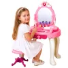 LEAN TOYS Children's Dressing Table with Chair, Lights, Dryer, Accessories, Sounds, Pink
