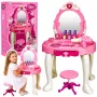 LEAN TOYS Children's Dressing Table with Chair, Lights, Dryer, Accessories, Sounds, Pink