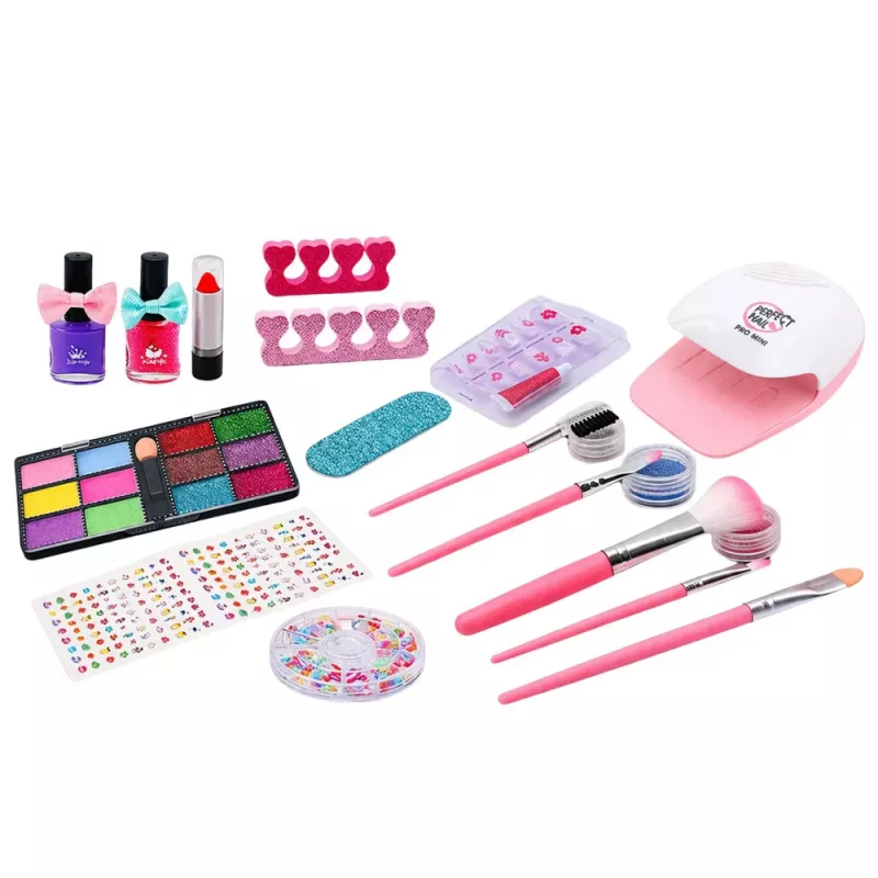 LEAN TOYS Beauty Set Cosmetic Bag For Children Nail Accessories Dryer 20 pcs