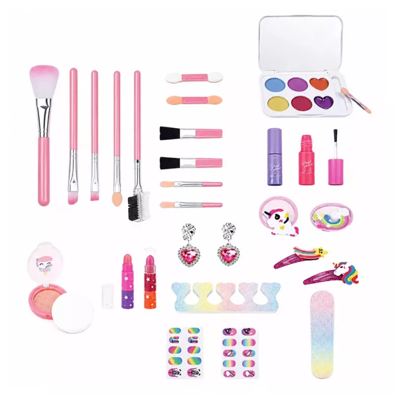 LEAN TOYS Beauty Set Children's Cosmetics Box Pink Unicorn 72 pcs.