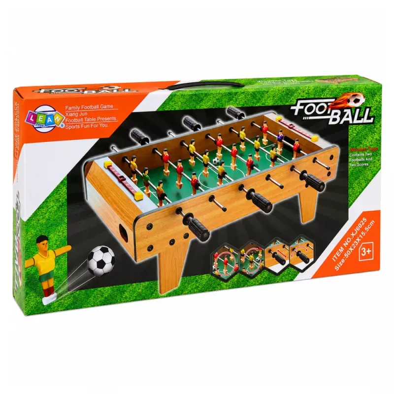 LEAN TOYS Table Football Arcade Game Mini Wooden Game Table 50x25 cm