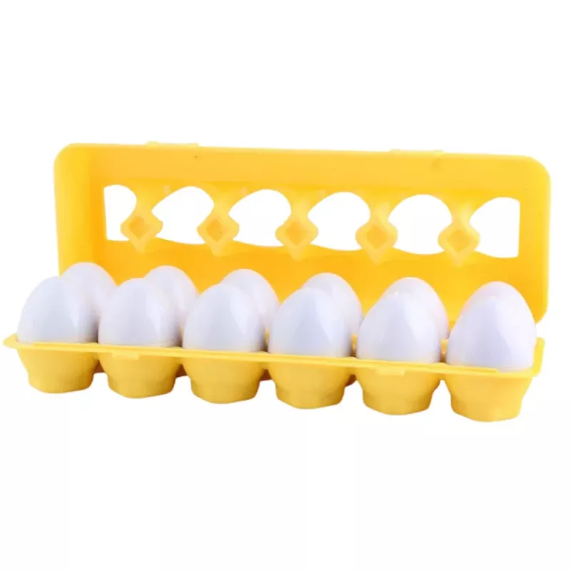 LEAN TOYS Educational Egg Sorter, Shape Matching, Colorful Fruits, 12 pcs.