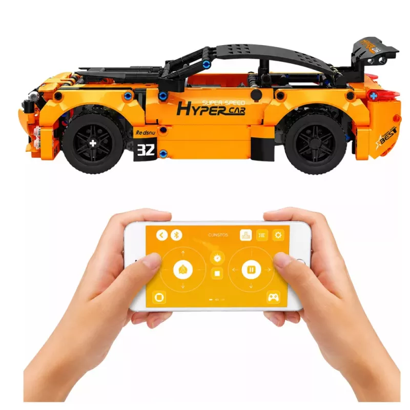LEAN TOYS RC Car Remote Controlled Construction Blocks Orange 545 pcs.