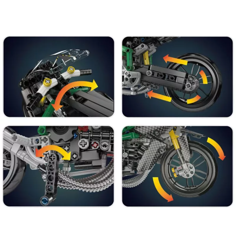 LEAN TOYS Construction Bricks Racing Motorcycle Sports Black 656 pcs.