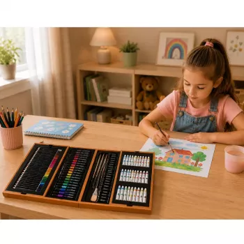 LEAN Large Art Set in a Case for Painting and Drawing 174 pcs.