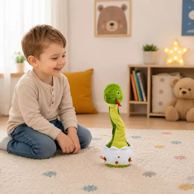LEAN TOYS Plush Dancing Snake Interactive Musical Sounds Mascot Green