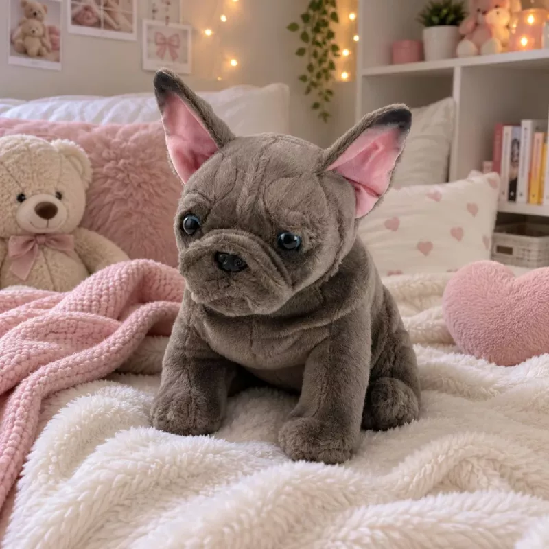 LEAN TOYS Plush Toy French Bulldog Brown 22 cm