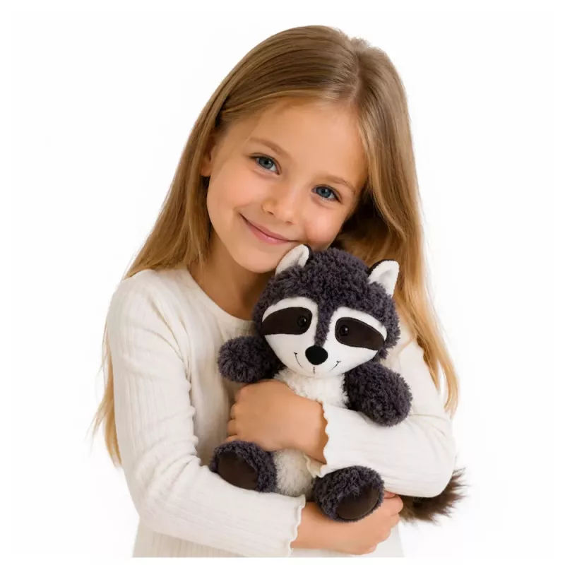 LEAN TOYS Plush Toy Cuddly Animal Raccoon White and Gray 25 cm