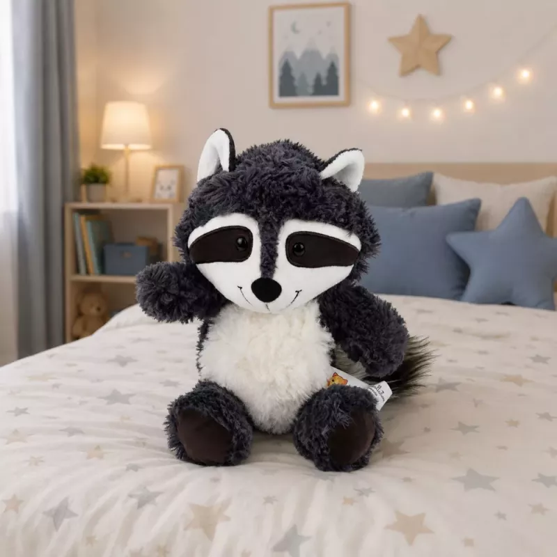 LEAN TOYS Plush Toy Cuddly Animal Raccoon White and Gray 25 cm