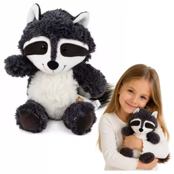 LEAN TOYS Plush Toy Cuddly Animal Raccoon White and Gray 25 cm