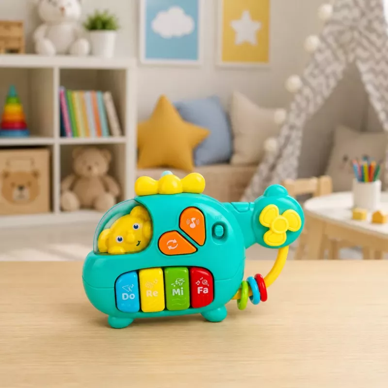 LEAN TOYS Musical Helicopter Educational Piano for Toddlers Melodies Sounds