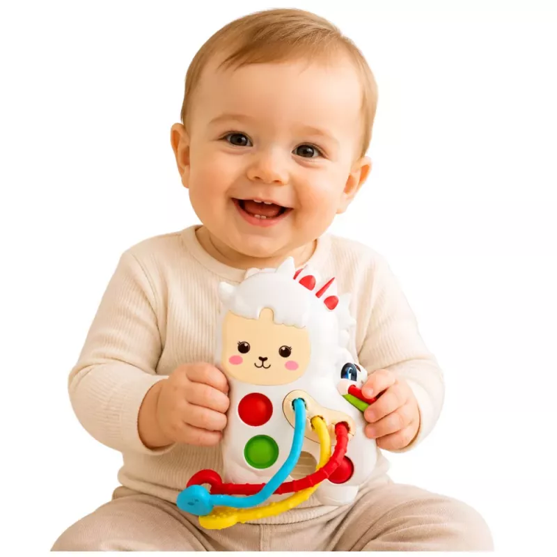 LEAN TOYS Sensory Toy For Toddlers Llama With Strings Pop-It Beads