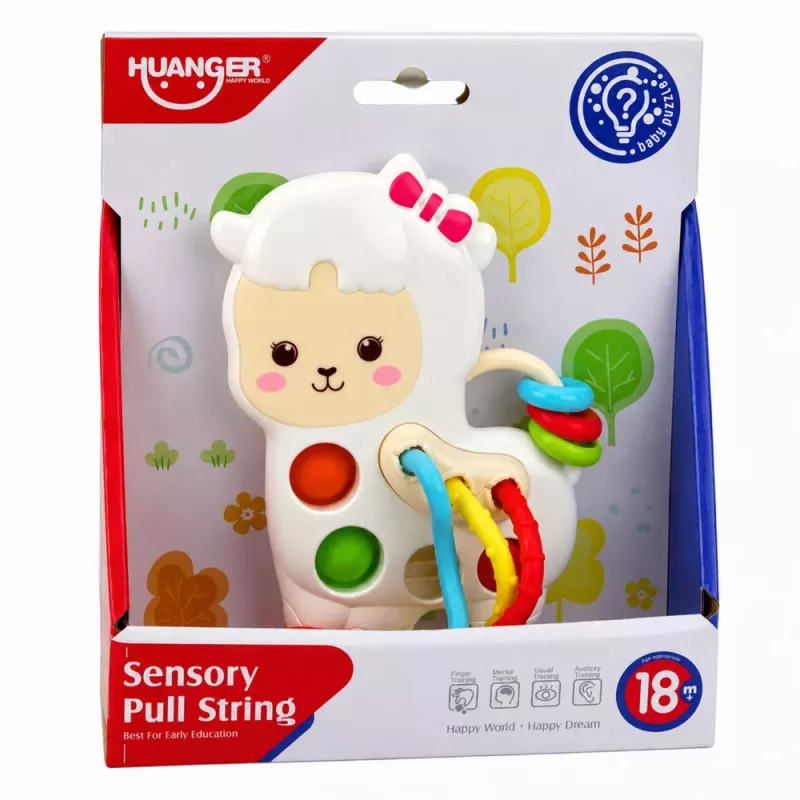 LEAN TOYS Sensory Toy For Toddlers Llama With Strings Pop-It Beads