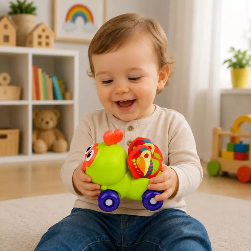 LEAN TOYS Interactive Bee Sensory Car Toy for Toddlers Green