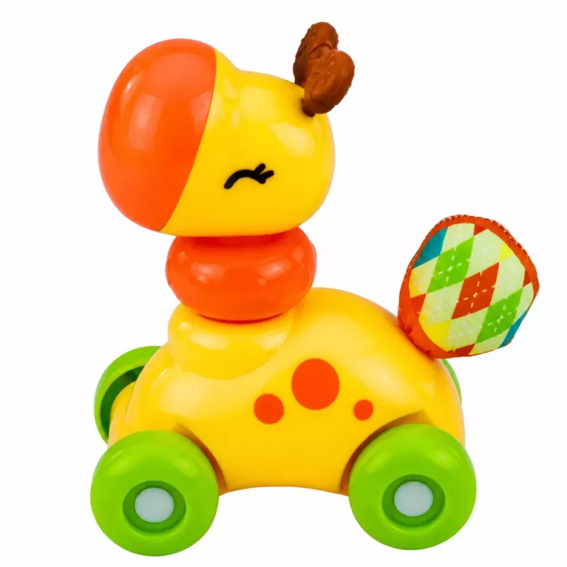 LEAN TOYS Interactive Sensory Toy Giraffe Car For Toddlers Yellow