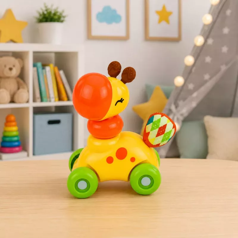 LEAN TOYS Interactive Sensory Toy Giraffe Car For Toddlers Yellow