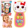 LEAN TOYS Interactive Baby Phone Kitten Mirror Rattle Lights Sound
