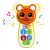 LEAN TOYS Interactive Baby Phone Teddy Bear with Mirror Rattle Lights Sounds