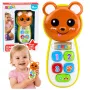 LEAN TOYS Interactive Baby Phone Teddy Bear with Mirror Rattle Lights Sounds