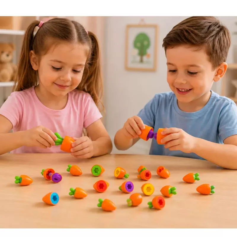 LEAN TOYS Educational Carrot Sorter Matching Shapes Colors 12 pcs.